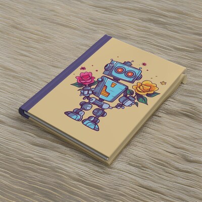 Robot With Two Flowers Journal Notebook - Matte Hardcover - image3